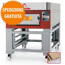 Forno Pizzeria LCB Modulare Elettrico 1 Camera con Frontale Rustico Camera interamente Refrattario per 6 Pizze